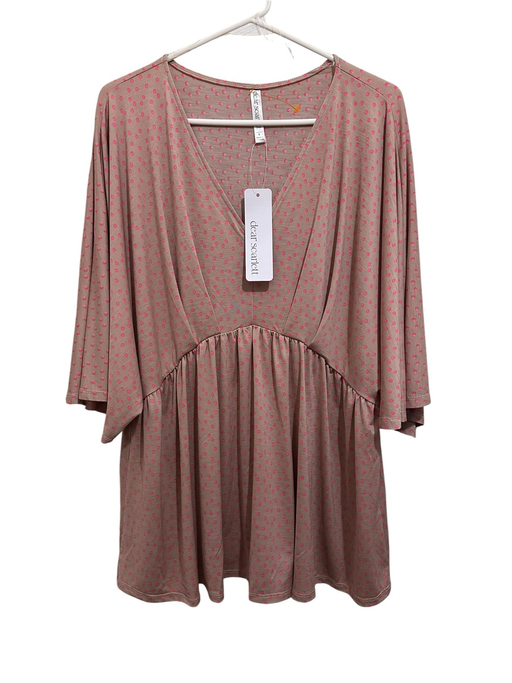 Dear Scarlett pink polka dot blouse. NWT